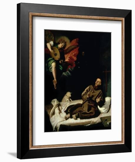 St. Francis Comforted by an Angel Musician-Francisco Ribalta-Framed Giclee Print