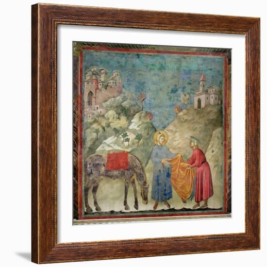 St. Francis Gives His Coat to a Stranger, 1296-97-Giotto di Bondone-Framed Giclee Print