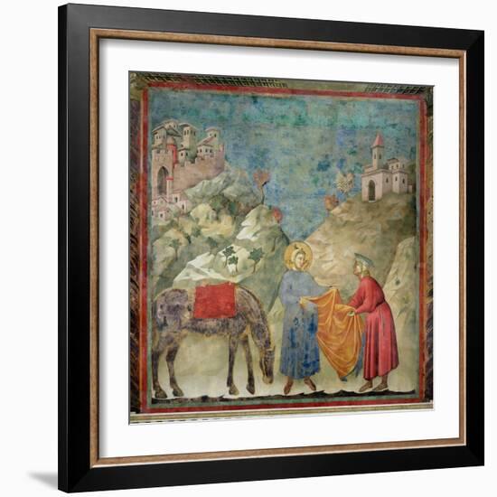 St. Francis Gives His Coat to a Stranger, 1296-97-Giotto di Bondone-Framed Giclee Print