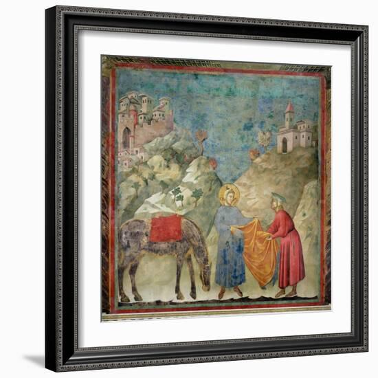 St. Francis Gives His Coat to a Stranger, 1296-97-Giotto di Bondone-Framed Giclee Print