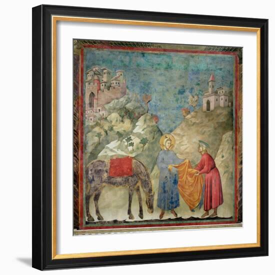 St. Francis Gives His Coat to a Stranger, 1296-97-Giotto di Bondone-Framed Giclee Print