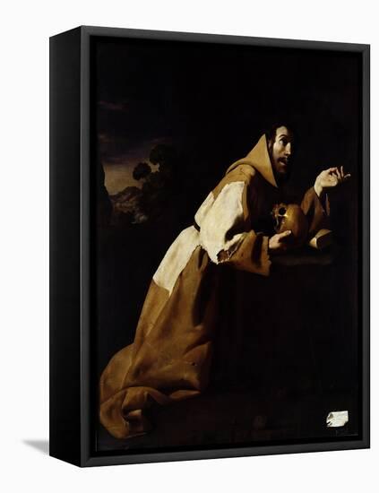 St. Francis in Meditation, 1639-Francisco de Zurbarán-Framed Premier Image Canvas