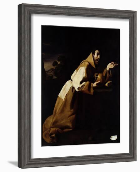 St. Francis in Meditation, 1639-Francisco de Zurbarán-Framed Giclee Print