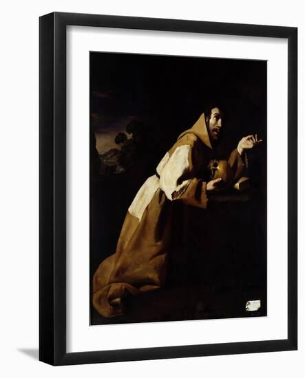 St. Francis in Meditation, 1639-Francisco de Zurbarán-Framed Giclee Print