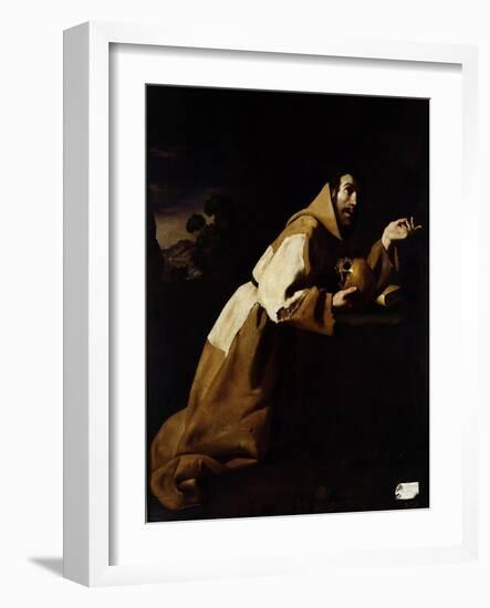 St. Francis in Meditation, 1639-Francisco de Zurbarán-Framed Giclee Print