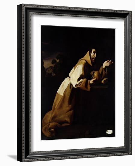 St. Francis in Meditation, 1639-Francisco de Zurbarán-Framed Giclee Print