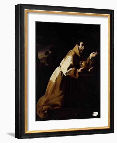 St. Francis in Meditation, 1639-Francisco de Zurbarán-Framed Giclee Print