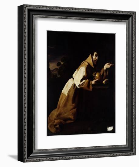 St. Francis in Meditation, 1639-Francisco de Zurbarán-Framed Giclee Print