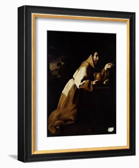 St. Francis in Meditation, 1639-Francisco de Zurbarán-Framed Giclee Print