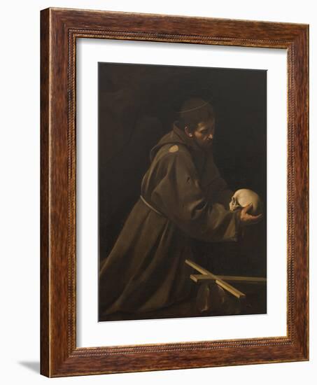 St Francis in Meditation-Caravaggio-Framed Giclee Print