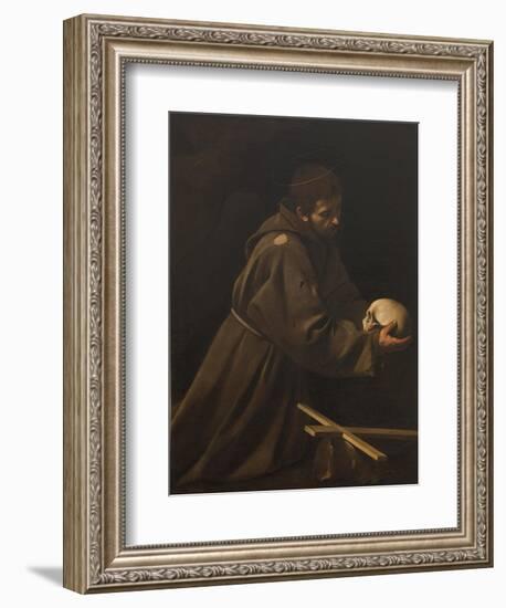 St. Francis in Meditation-Caravaggio-Framed Art Print