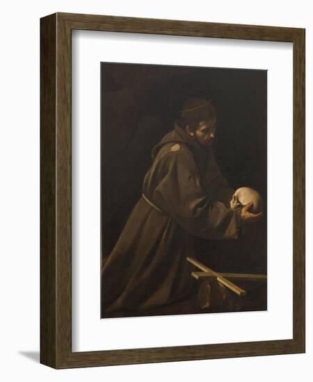 St. Francis in Meditation-Caravaggio-Framed Art Print