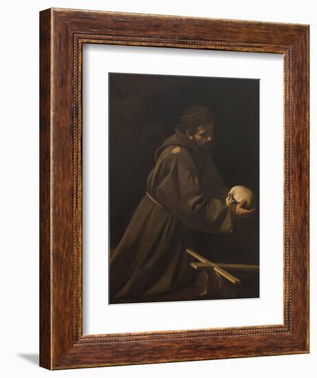 St. Francis in Meditation-Caravaggio-Framed Art Print