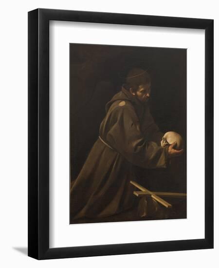 St. Francis in Meditation-Caravaggio-Framed Art Print