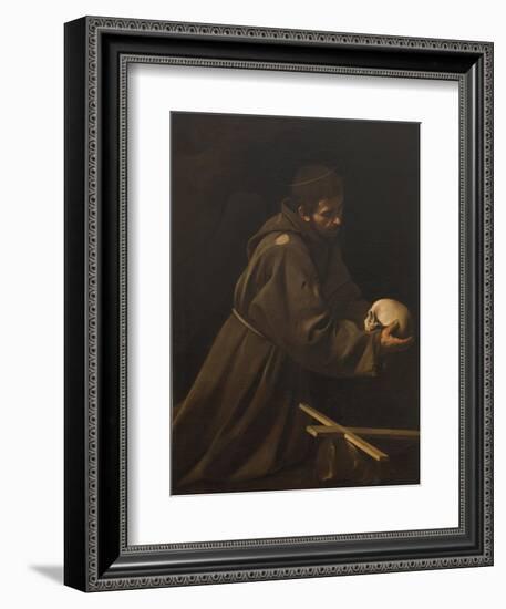 St. Francis in Meditation-Caravaggio-Framed Art Print