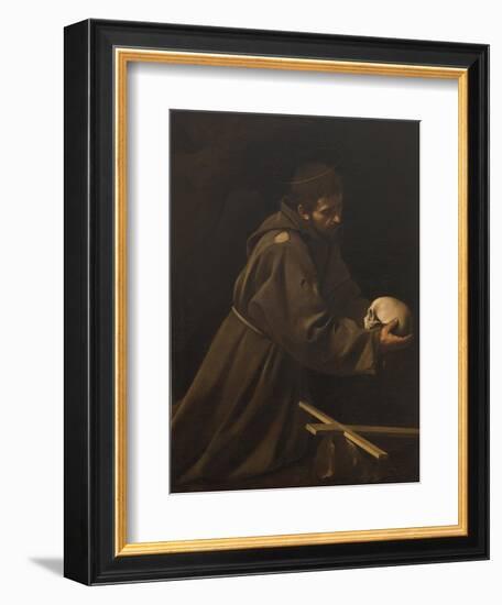 St. Francis in Meditation-Caravaggio-Framed Art Print