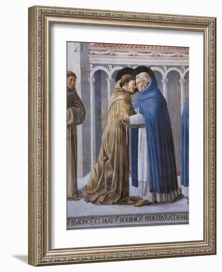 St Francis Meeting of St.Francis and St. Dominic-Benozzo Gozzoli-Framed Art Print