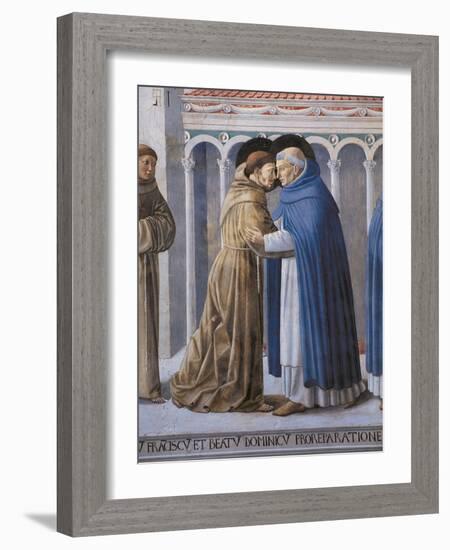 St Francis Meeting of St.Francis and St. Dominic-Benozzo Gozzoli-Framed Art Print