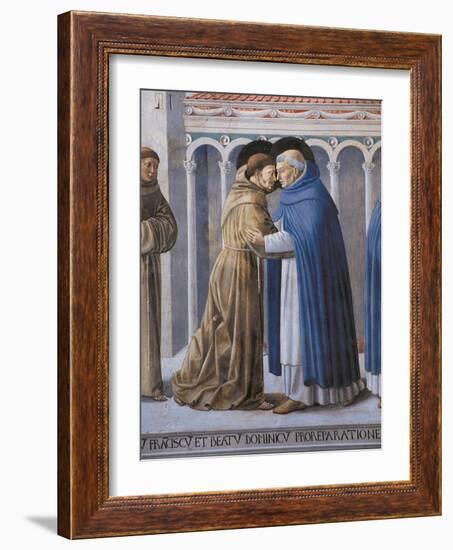 St Francis Meeting of St.Francis and St. Dominic-Benozzo Gozzoli-Framed Art Print