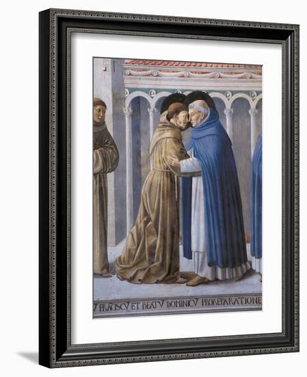 St Francis Meeting of St.Francis and St. Dominic-Benozzo Gozzoli-Framed Art Print