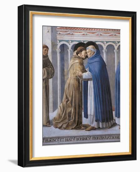 St Francis Meeting of St.Francis and St. Dominic-Benozzo Gozzoli-Framed Art Print