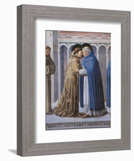 St Francis Meeting of St.Francis and St. Dominic-Benozzo Gozzoli-Framed Art Print