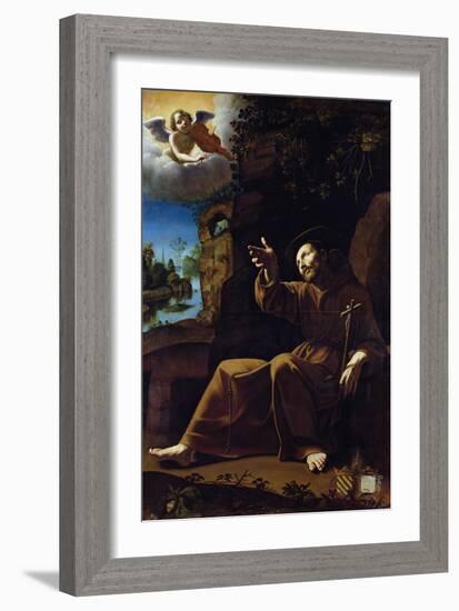 St. Francis of Assisi Consoled by an Angel Musician-Italian School-Framed Giclee Print