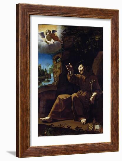 St. Francis of Assisi Consoled by an Angel Musician-Italian School-Framed Giclee Print