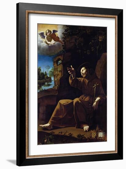 St. Francis of Assisi Consoled by an Angel Musician-Italian School-Framed Giclee Print