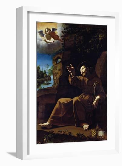 St. Francis of Assisi Consoled by an Angel Musician-Italian School-Framed Giclee Print