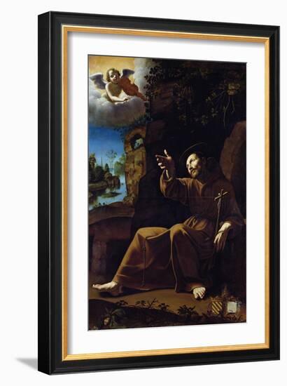 St. Francis of Assisi Consoled by an Angel Musician-Italian School-Framed Giclee Print