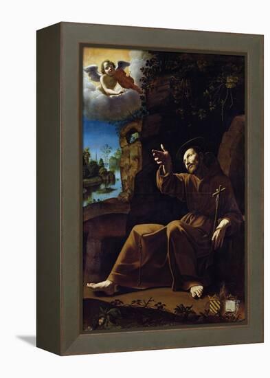 St. Francis of Assisi Consoled by an Angel Musician-Italian School-Framed Premier Image Canvas
