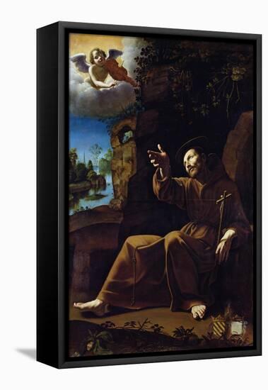 St. Francis of Assisi Consoled by an Angel Musician-Italian School-Framed Premier Image Canvas