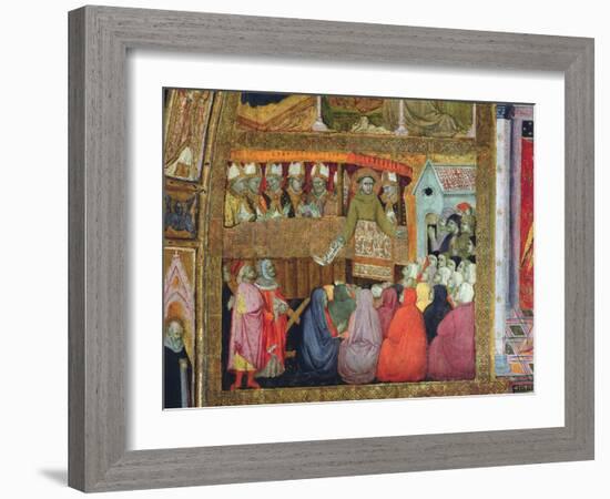St. Francis Promulgates the Indulgence, Accompanied by the Bishops of Umbria, Fresco from the…-Ilario da Viterbo-Framed Giclee Print