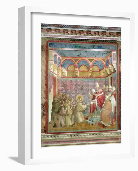 St. Francis Receives Approval of His "Regula Prima" from Pope Innocent III in 1210, 1297-99-Giotto di Bondone-Framed Giclee Print