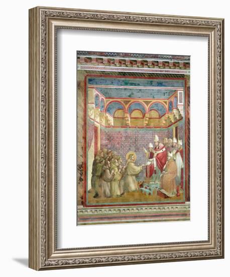 St. Francis Receives Approval of His "Regula Prima" from Pope Innocent III in 1210, 1297-99-Giotto di Bondone-Framed Giclee Print