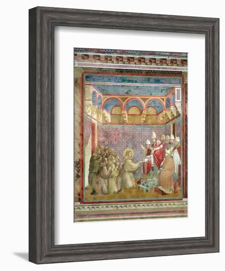 St. Francis Receives Approval of His "Regula Prima" from Pope Innocent III in 1210, 1297-99-Giotto di Bondone-Framed Giclee Print