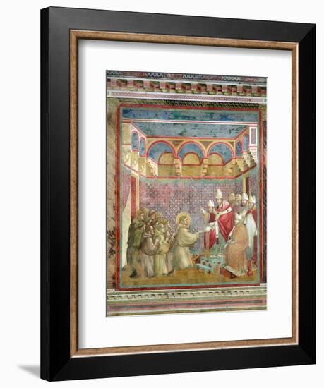 St. Francis Receives Approval of His "Regula Prima" from Pope Innocent III in 1210, 1297-99-Giotto di Bondone-Framed Giclee Print