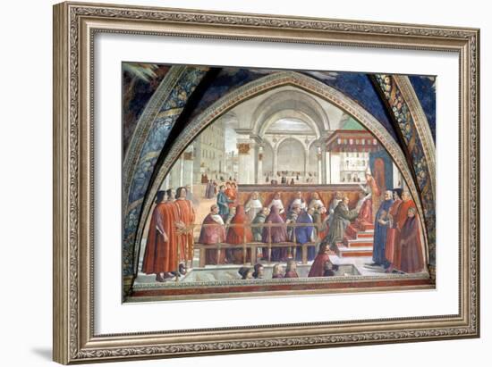 St. Francis Receiving the Rule of the Order from Pope Honorius-Domenico Ghirlandaio-Framed Giclee Print