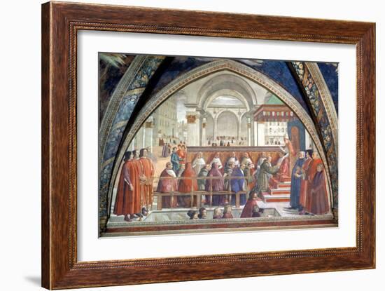 St. Francis Receiving the Rule of the Order from Pope Honorius-Domenico Ghirlandaio-Framed Giclee Print