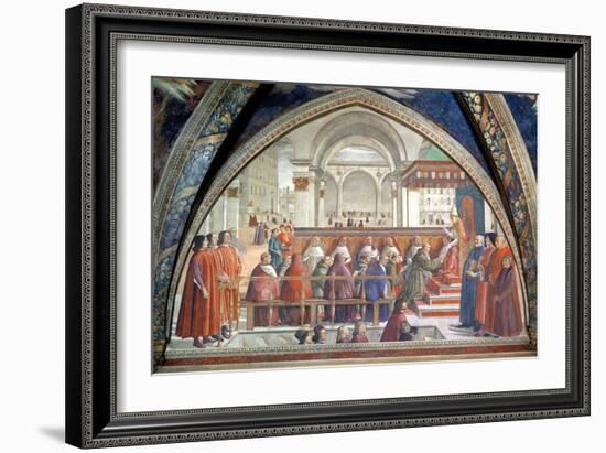 St. Francis Receiving the Rule of the Order from Pope Honorius-Domenico Ghirlandaio-Framed Giclee Print