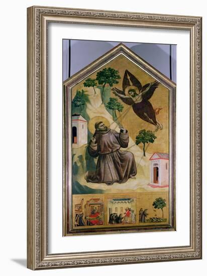 St. Francis Receiving the Stigmata, circa 1295-1300-Giotto di Bondone-Framed Giclee Print