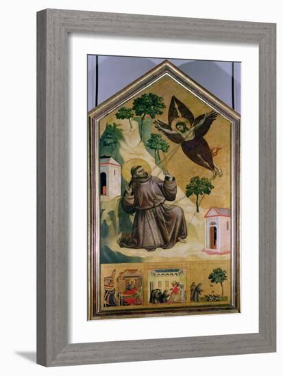 St. Francis Receiving the Stigmata, circa 1295-1300-Giotto di Bondone-Framed Giclee Print