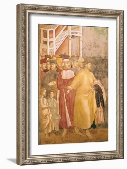 St. Francis Renounces All Worldly Goods, Detail of Pietro Di Bernardone, 1297-99-Giotto di Bondone-Framed Giclee Print