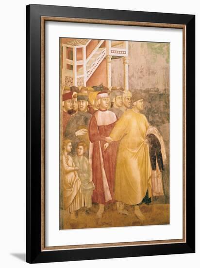 St. Francis Renounces All Worldly Goods, Detail of Pietro Di Bernardone, 1297-99-Giotto di Bondone-Framed Giclee Print