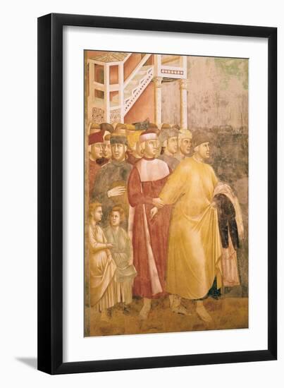 St. Francis Renounces All Worldly Goods, Detail of Pietro Di Bernardone, 1297-99-Giotto di Bondone-Framed Giclee Print