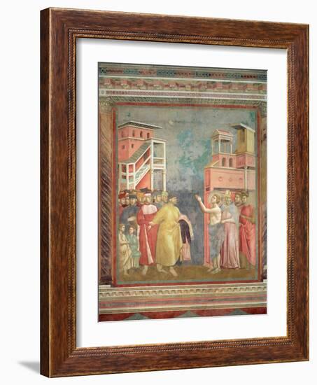 St. Francis Renounces His Father's Goods and Earthly Wealth, 1297-99-Giotto di Bondone-Framed Giclee Print