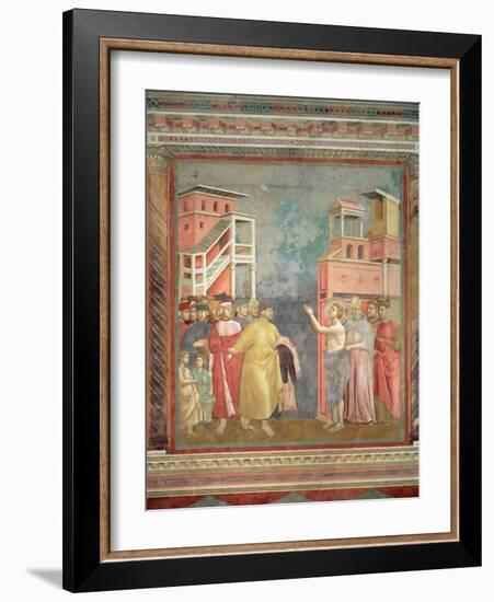 St. Francis Renounces His Father's Goods and Earthly Wealth, 1297-99-Giotto di Bondone-Framed Giclee Print