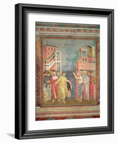 St. Francis Renounces His Father's Goods and Earthly Wealth, 1297-99-Giotto di Bondone-Framed Giclee Print