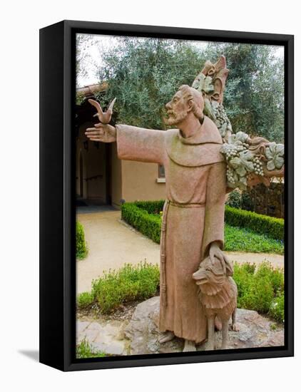 St. Francis Statue at the St. Francis Vineyards and Winery, Sonoma Valley, California, USA-Julie Eggers-Framed Premier Image Canvas